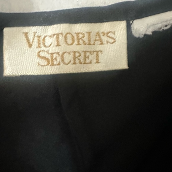 Vintage Victoria Secret Gold Label Sexy Black Silky Satin Slip Dress Lingerie Lg - Picture 5 of 8